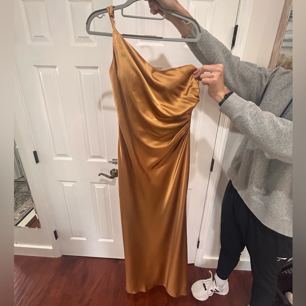 Revelry Jade Satin Dress Gold Size 10